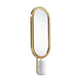Modern Gold Framed Oval Vanity Mirror with Marble Base
