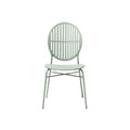 Minimalist Mint Green Metal Chair with Slatted Backrest